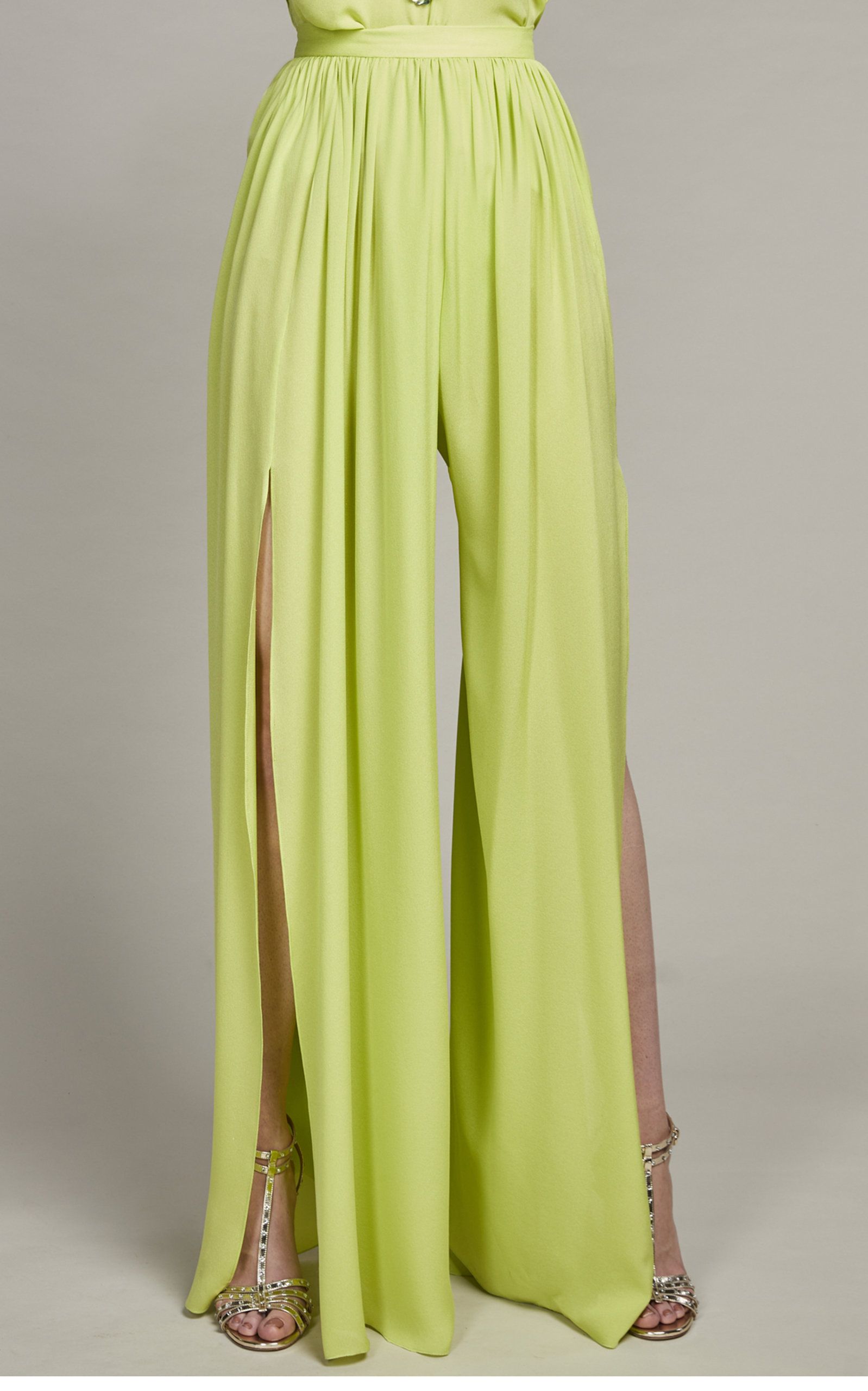 Elie Saab - Women's Pleated Silk Pants - Green - FR 36 - Moda Operandi | Moda Operandi (Global)