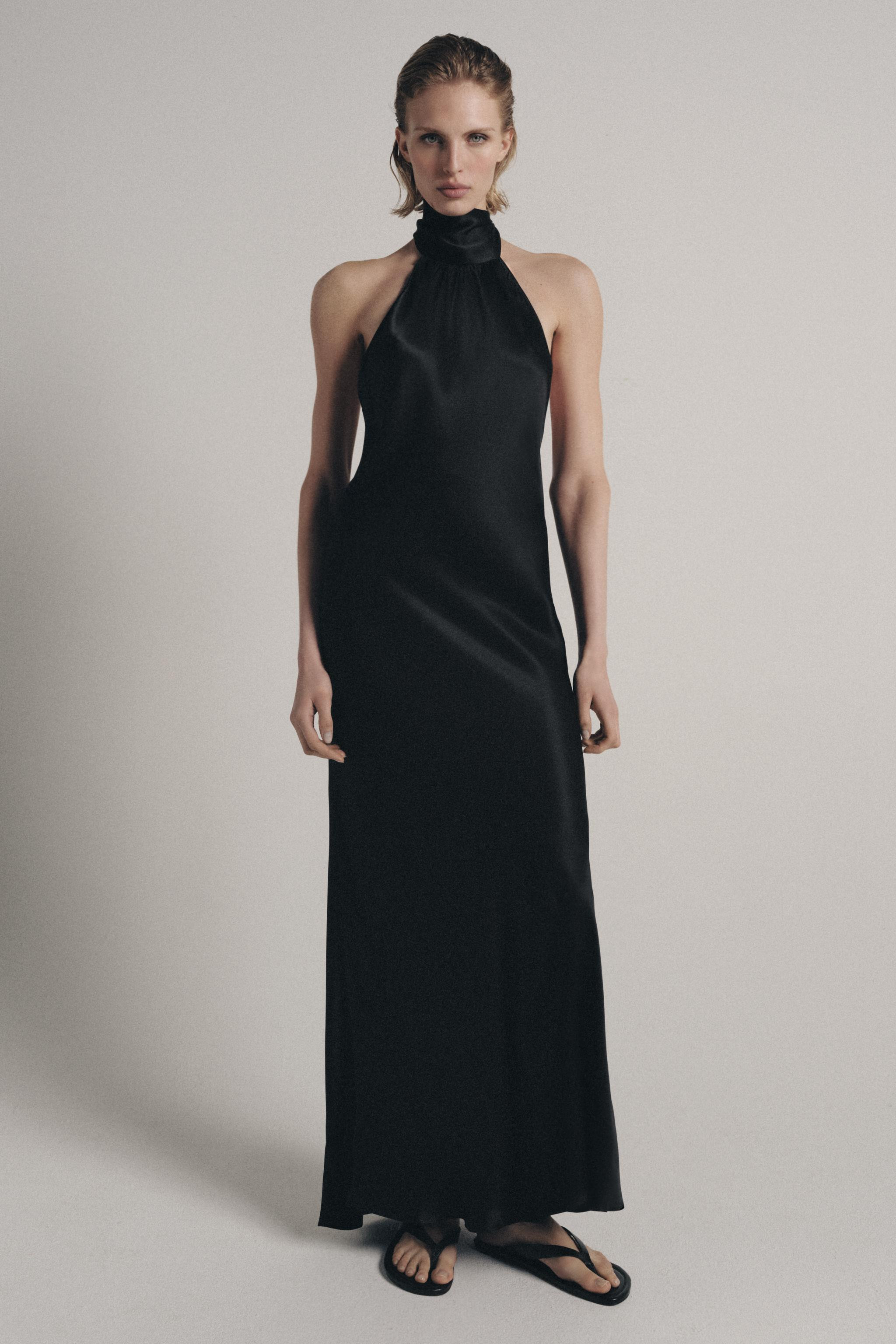 ZW COLLECTION SATIN EFFECT HALTER DRESS | Zara US