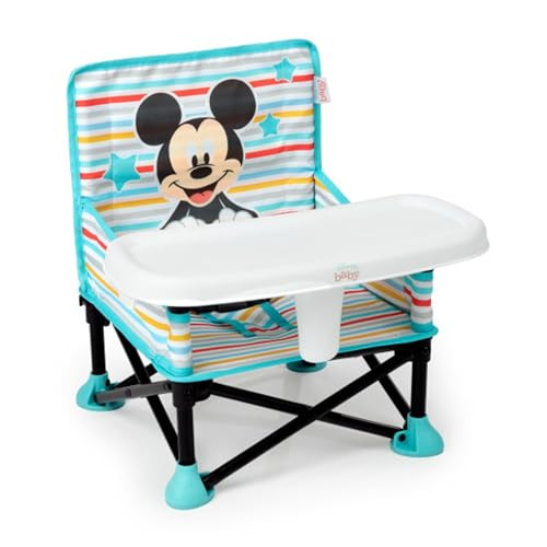 Bright Starts Disney Mickey Mouse Pop 'N Sit Portable Booster, Indoor/Outdoor Use, Floor Seat with Feeding Tray, Blue, 6 Mos - 3 Yrs | Amazon (US)