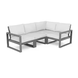 EDGE Slate Grey 4-Piece Plastic Patio Modular Deep Seating Set with Natural Linen Cushions | The Home Depot