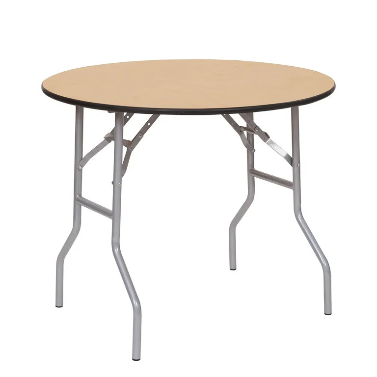 36 inch WFT Series Birch Wood Round Folding Table - Rubber Edge | Walmart (US)