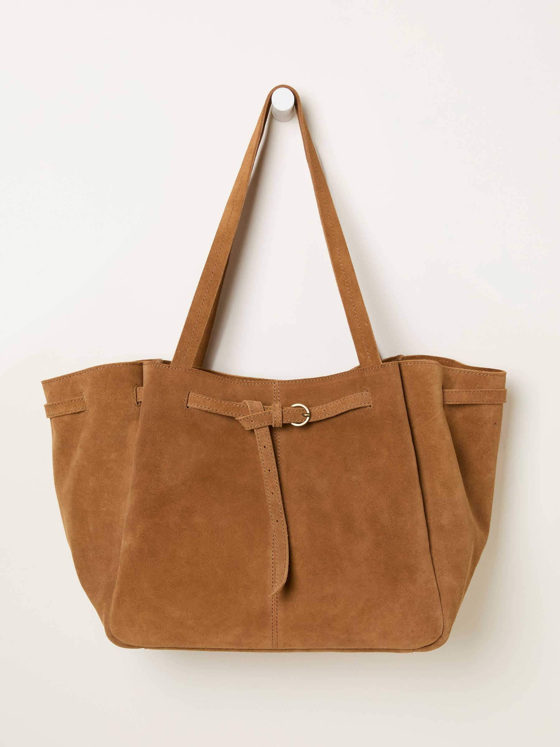 Tan Brown Suede Buckle Tote Bag | Fat Face
