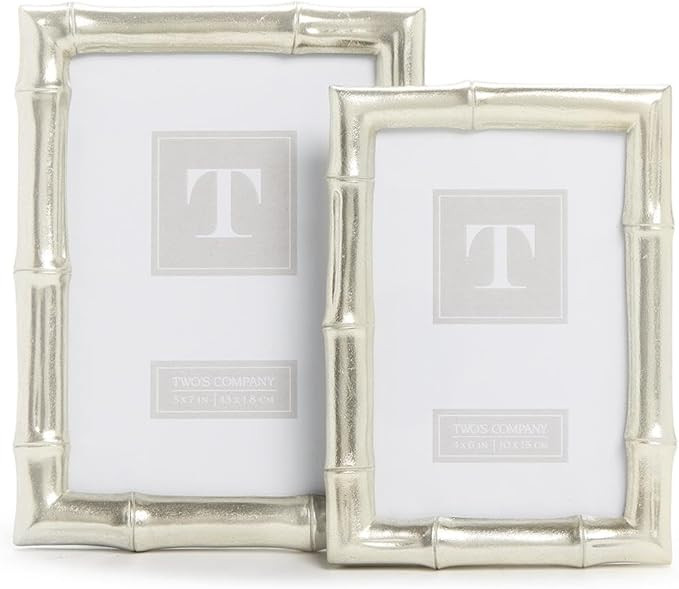 Two's Company Set of 2 Silver Faux Bamboo Photo Frame, Includes 2 Sizes, 4x6 and 5x7 Inches, Resi... | Amazon (US)