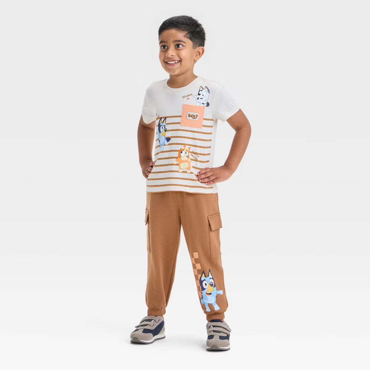 Toddler Boys' 2pc Bluey Pocket T-Shirt & Cargo Pants Set - Brown | Target