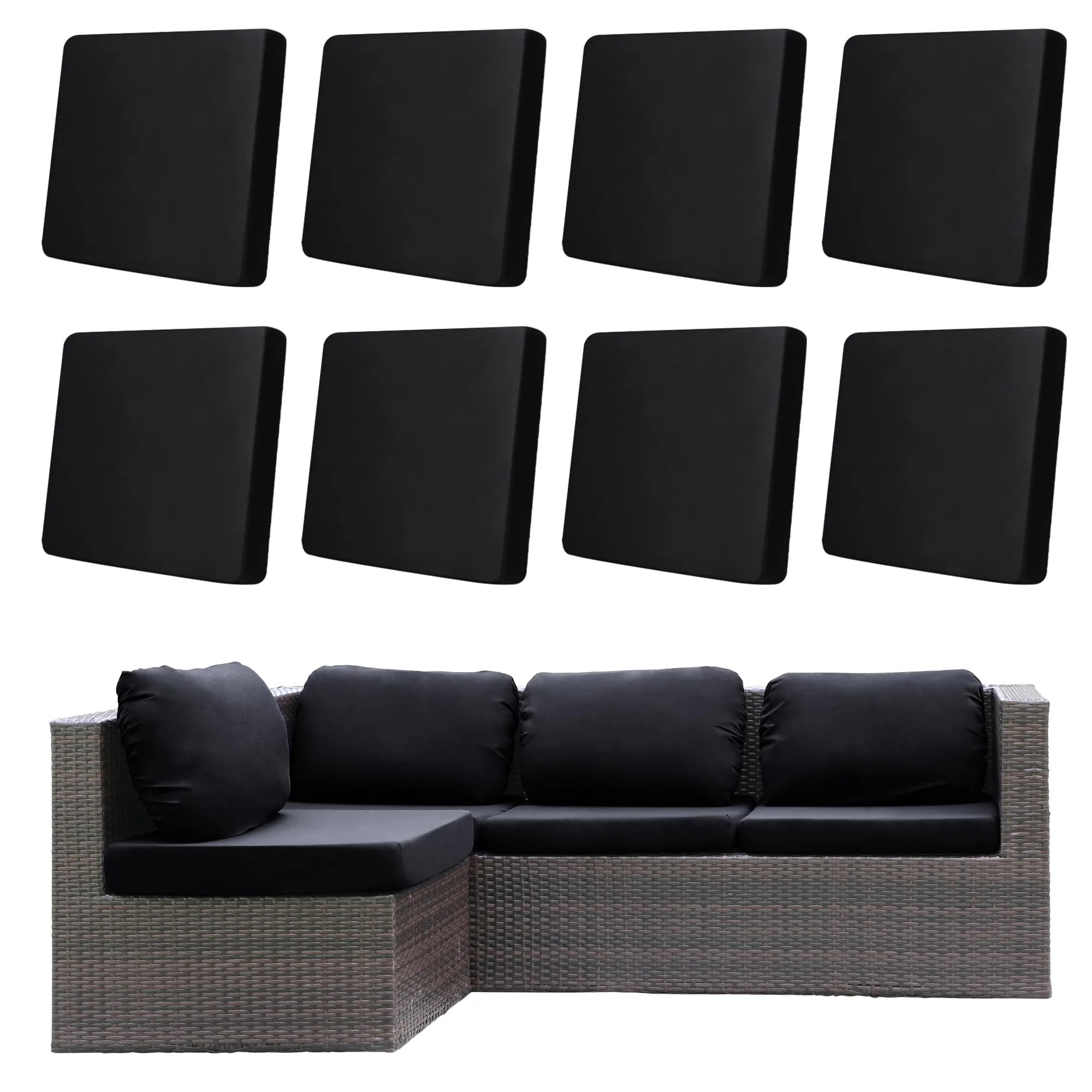 AOIZGMY 8 pcs Outdoor Cushion Covers Stretch Elastic Patio Furniture Slipcovers Washable Reusable Protector for Sofa Couch Bench Beige All one_size | Lowe's
