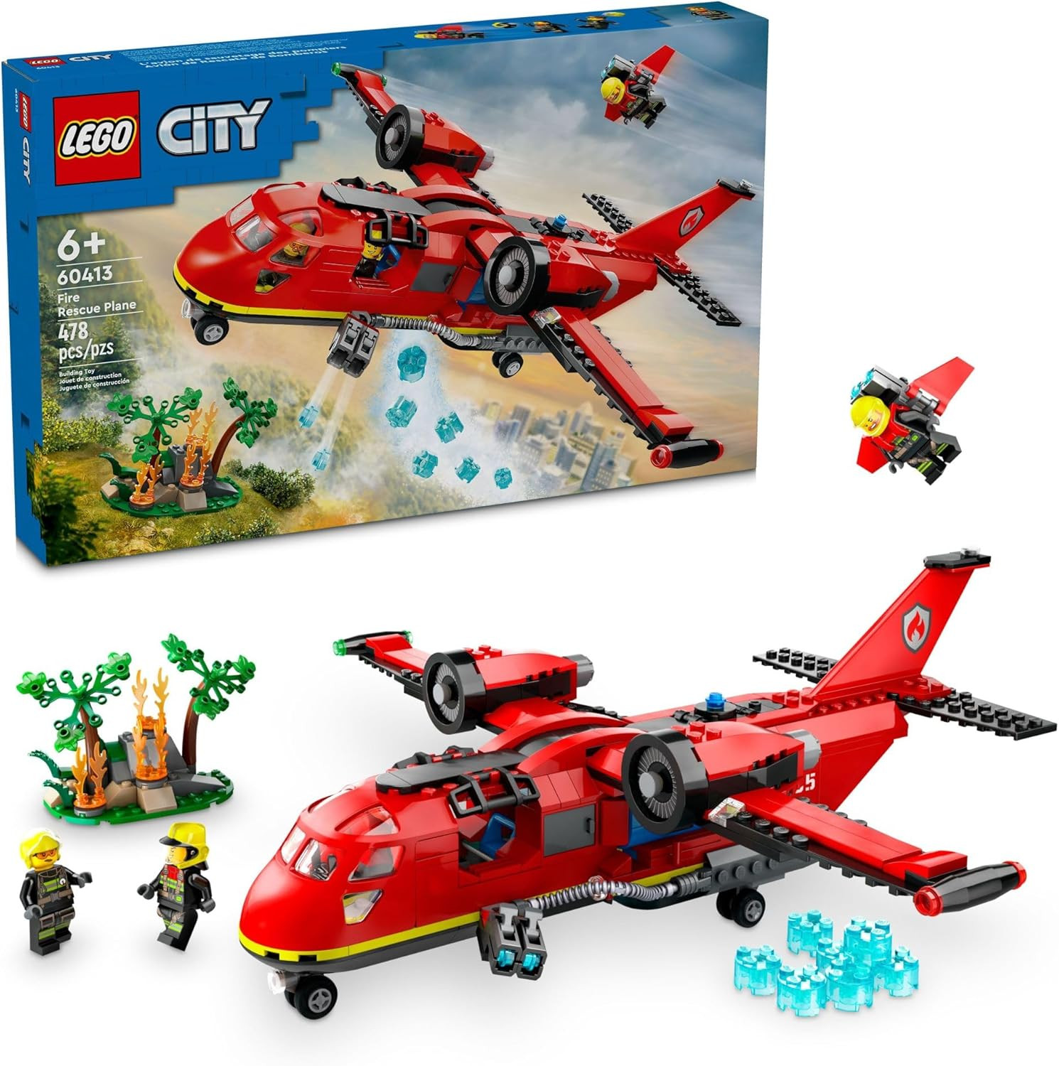 LEGO City Fire Rescue Plane Toy - Building Blocks Playset for Boys & Girls, Ages 6+ - Pretend Pla... | Amazon (US)