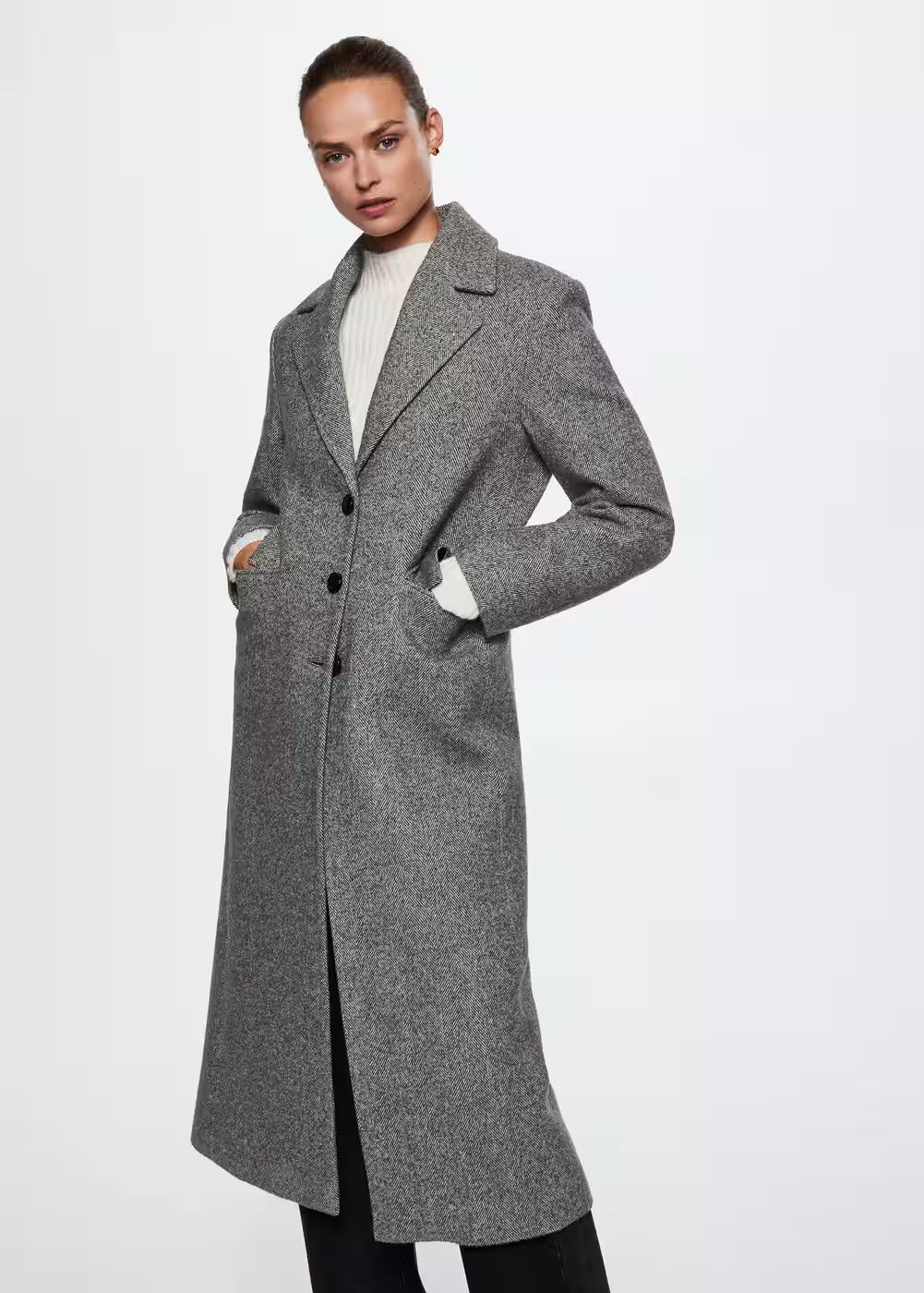 Herringbone oversize coat -  Women | Mango USA | MANGO (US)