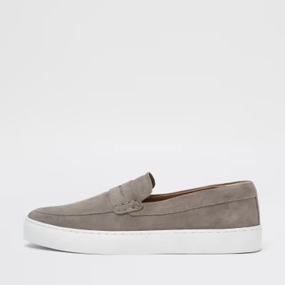 Grey suede cupsole loafer | River Island (UK & IE)