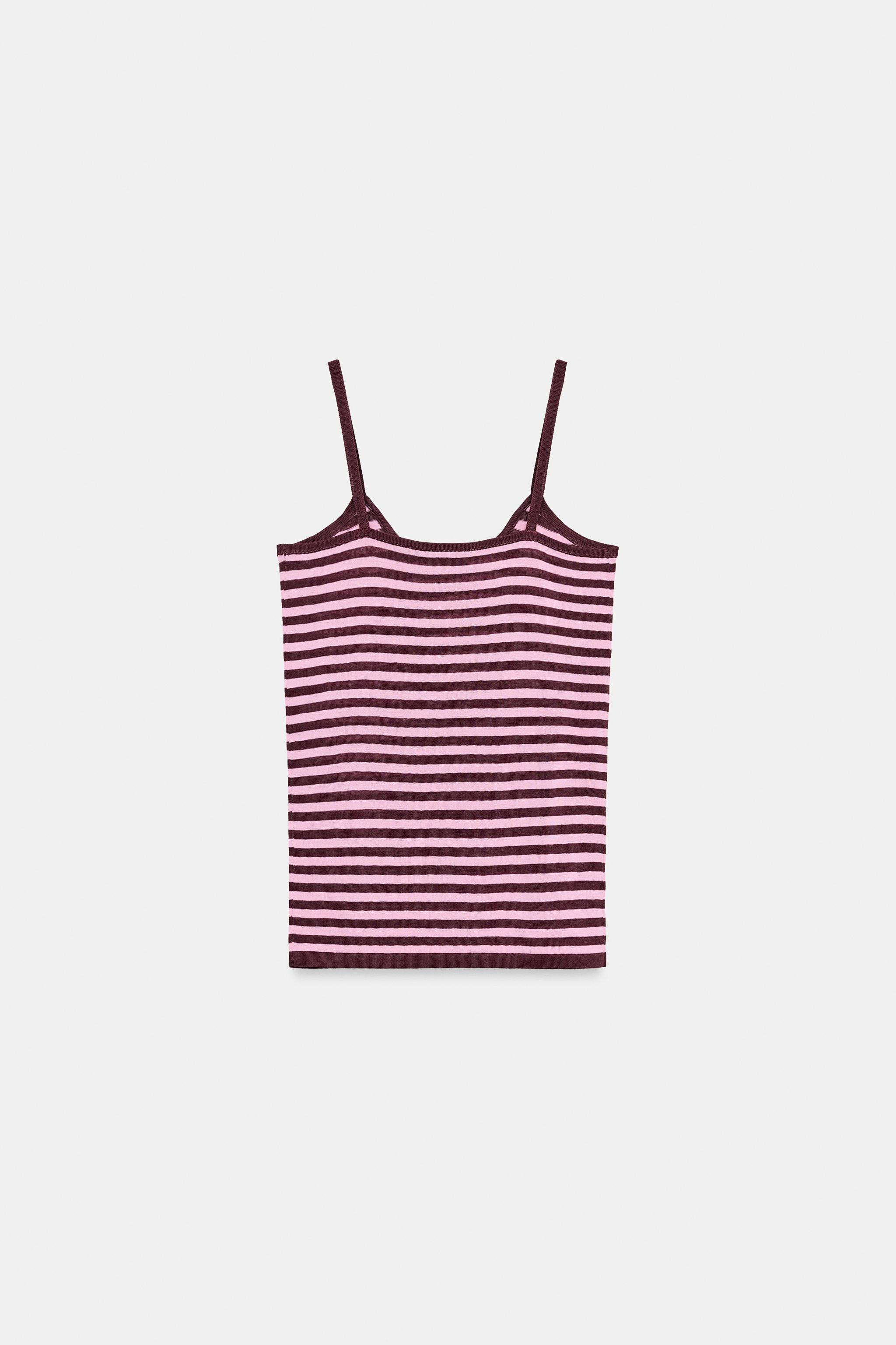 STRIPED KNIT STRAP TOP | Zara US
