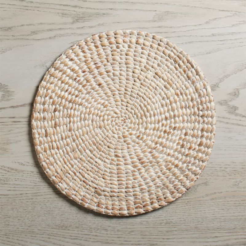 Whitewash Water Hyacinth Round Placemat + Reviews | Crate and Barrel | Crate & Barrel
