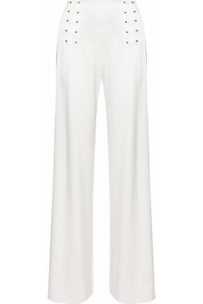 Barbell-embellished satin-twill wide-leg pants | The Outnet Global
