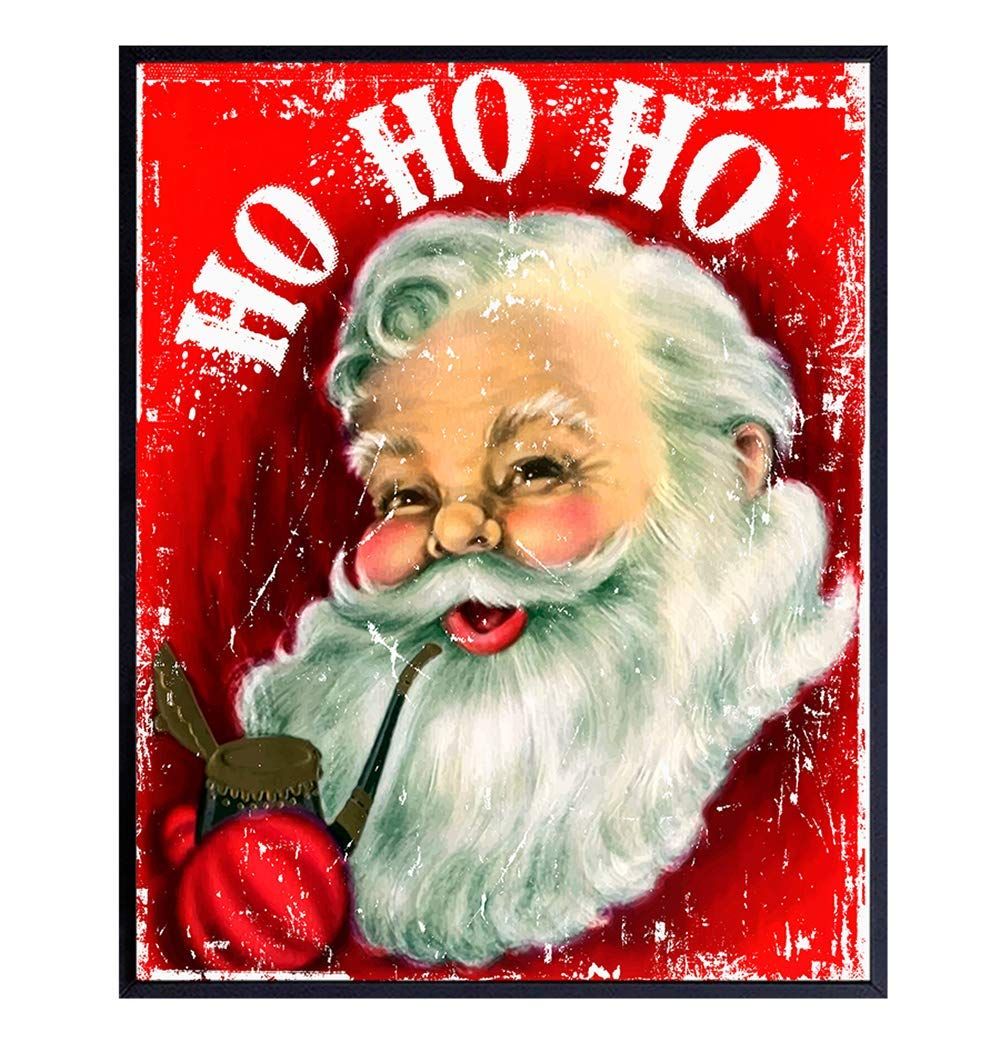 Christmas Decor Art Print - Vintage Holiday Wall Art Poster - Rustic Shabby Chic Farmhouse Home D... | Amazon (US)