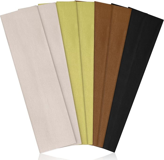 Headbands for Women, 8pcs Stretchy Non Slip Soft Cotton Cloth Hair Bands for Sports, Workout, Yog... | Amazon (US)