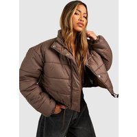 Womens Crop Puffer Jacket - Brown - 8 | boohoo (US & Canada)