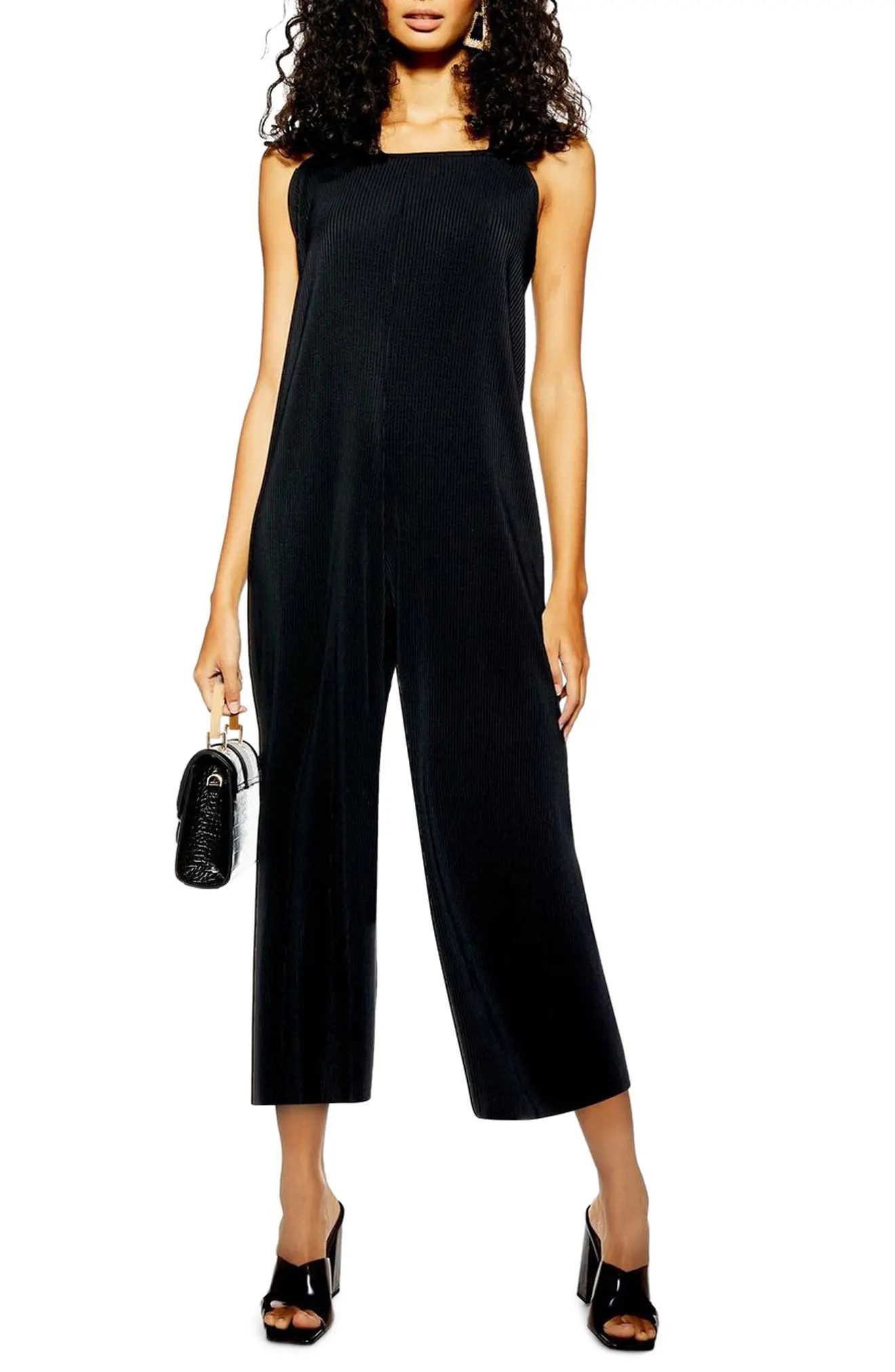 Topshop Tie Shoulder Crop Jumpsuit (Petite) | Nordstrom