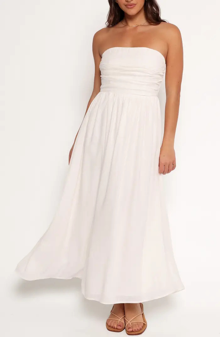 Kayt Strapless Linen Blend Maxi Sundress | Nordstrom