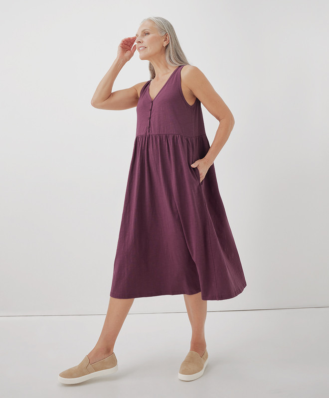 Women’s Relaxed Slub Henley Tank Dress made with Organic Cotton | Pact | Pact Apparel
