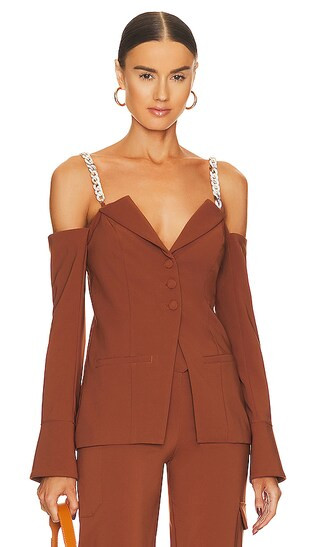 Ember Blazer Top in Brown | Revolve Clothing (Global)