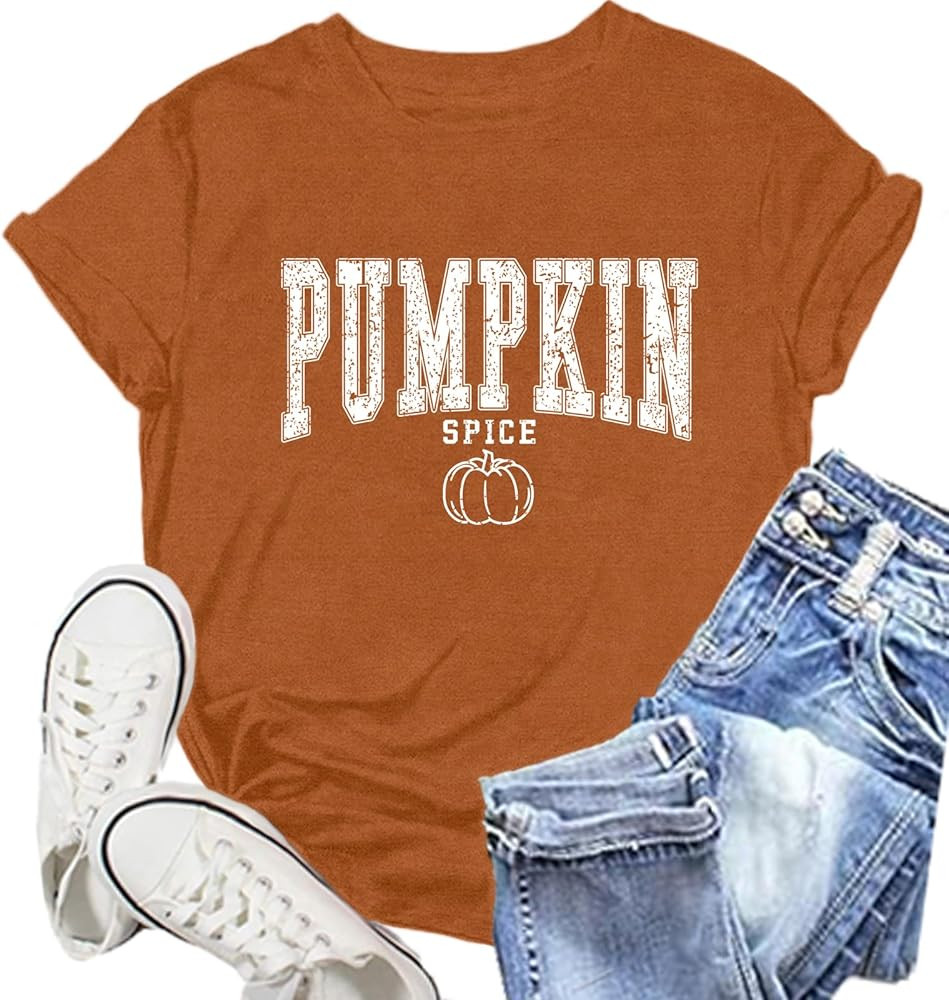 Womens Halloween Shirts for Women Halloween Pumpkin T-Shirts Pumpkin Spice T-Shirt | Amazon (US)