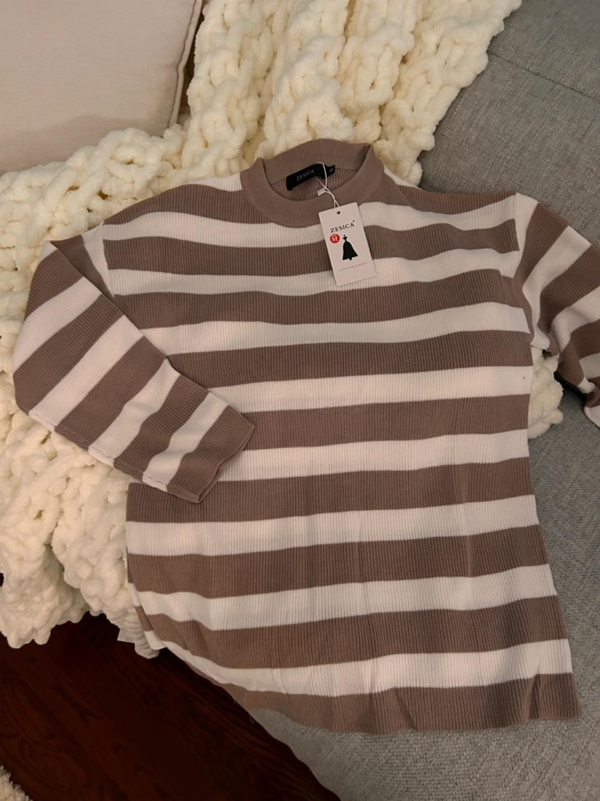 ZESICA Striped Lounge Sets for Women 2 Piece Oversized Outfits Long Sleeve Tops and Shorts Sweate... | Amazon (US)