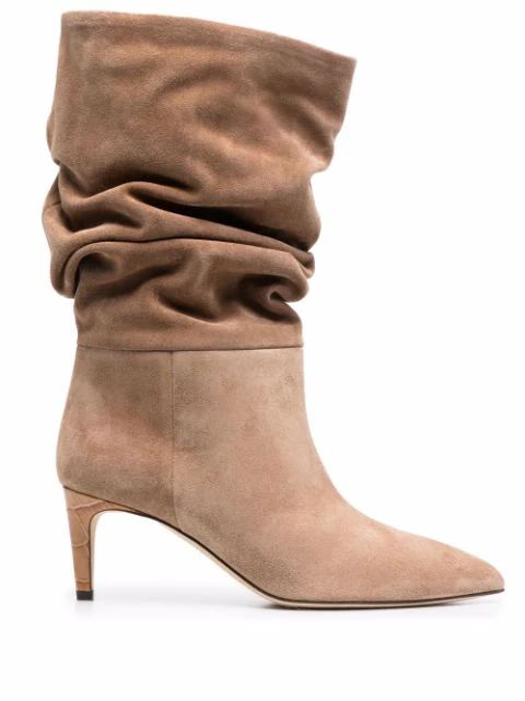 slouched suede pointed-toe boots | Farfetch (US)