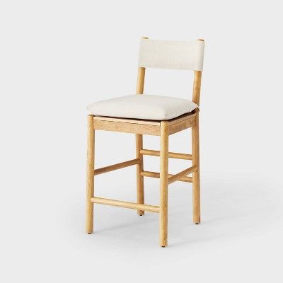 Emery Wood Barstool with Upholstered Seat and Sling Back - Threshold™ designed with Studio McGe... | Target