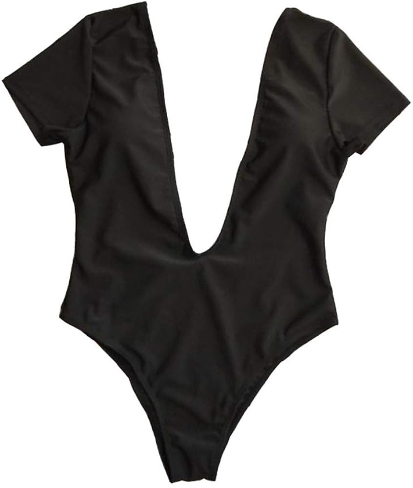 Women's Sexy DEEP V-Neck Short Sleeves ONE-Piece Swimsuit Monokini Swimwear Bathing Suit for Girl... | Amazon (US)