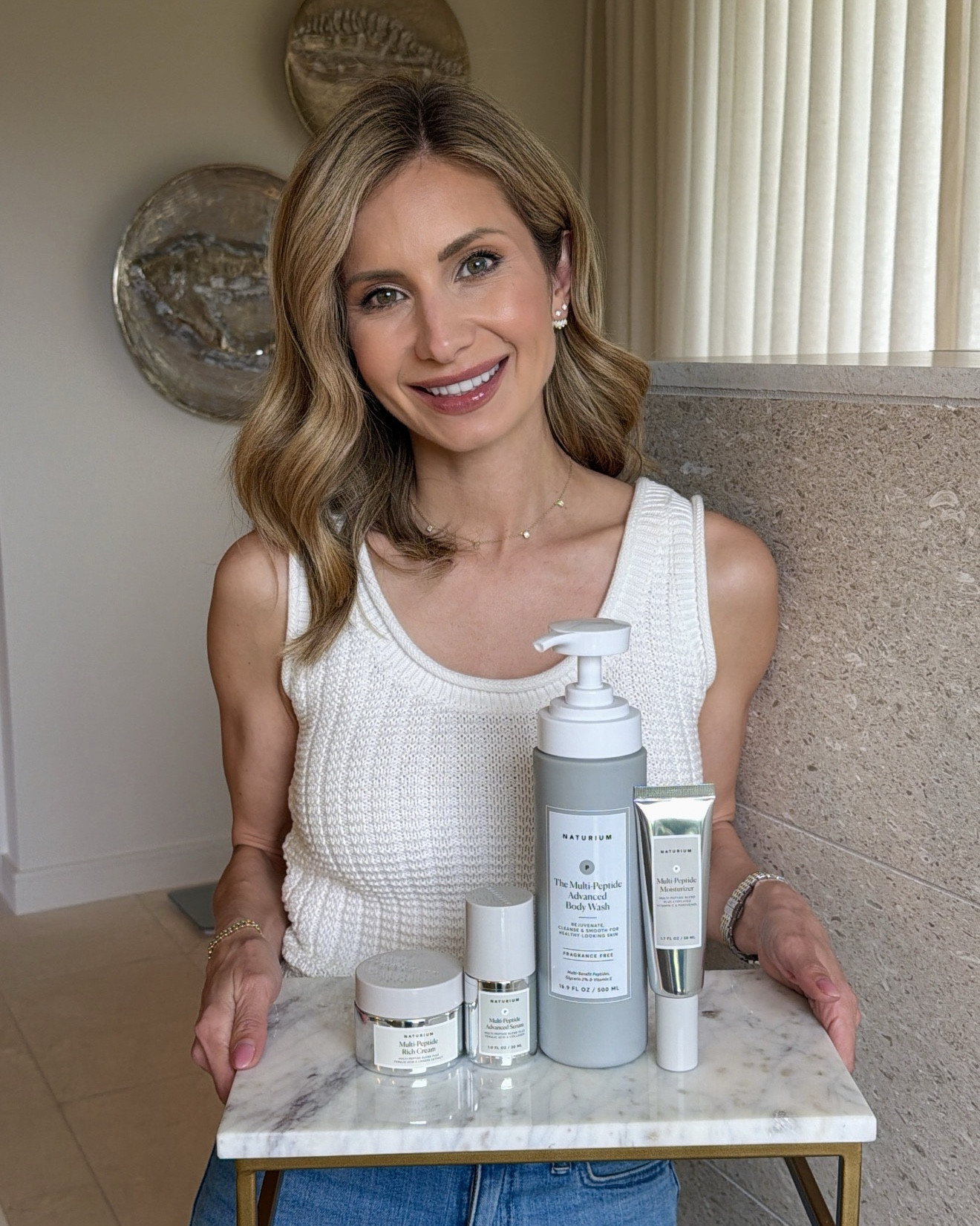 #AD If you're trying to simplify your skincare routine, these 4 are such easy staples. I've partnered with @naturium + @target, but I've been using these for a while now so let me tell you all about them:
Multi-Peptide Serum: it's lightweight, layers well
(great for mornings)
Multi-Peptide Moisturizer: sits nicely under makeup,
no pilling
Multi-Peptide Advanced Body Wash: does more than
cleanse, leaves skin soft, not stripped
Multi-Peptide Rich Cream: a little richer, perfect at
night when your skin feels dry
It's just simple, effective skincare that fits into your routine without overthinking it. #NaturiumPartner #Naturium #NaturiumSkincare #TargetPartner #target

#LTKOver40 #LTKBeauty