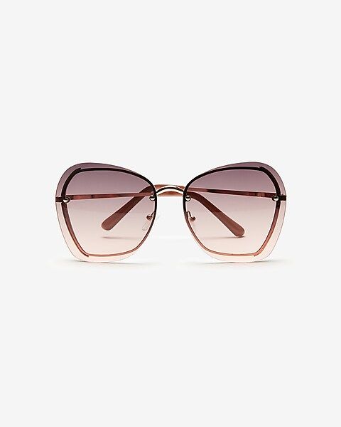 Metal Inset Rimless Cat Eye Sunglasses | Express