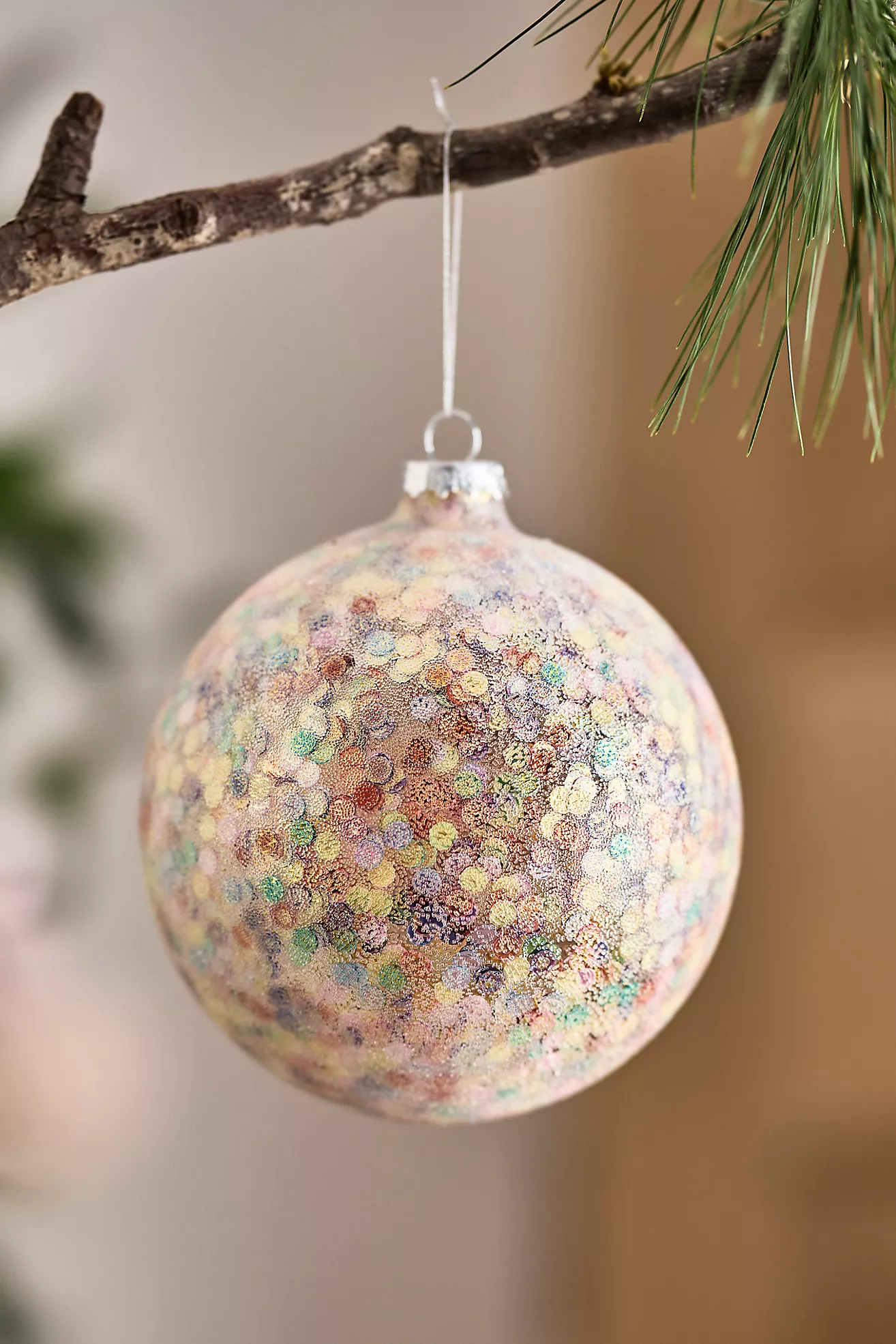 Frosted Sequin Glass Globe Ornament | Anthropologie (US)