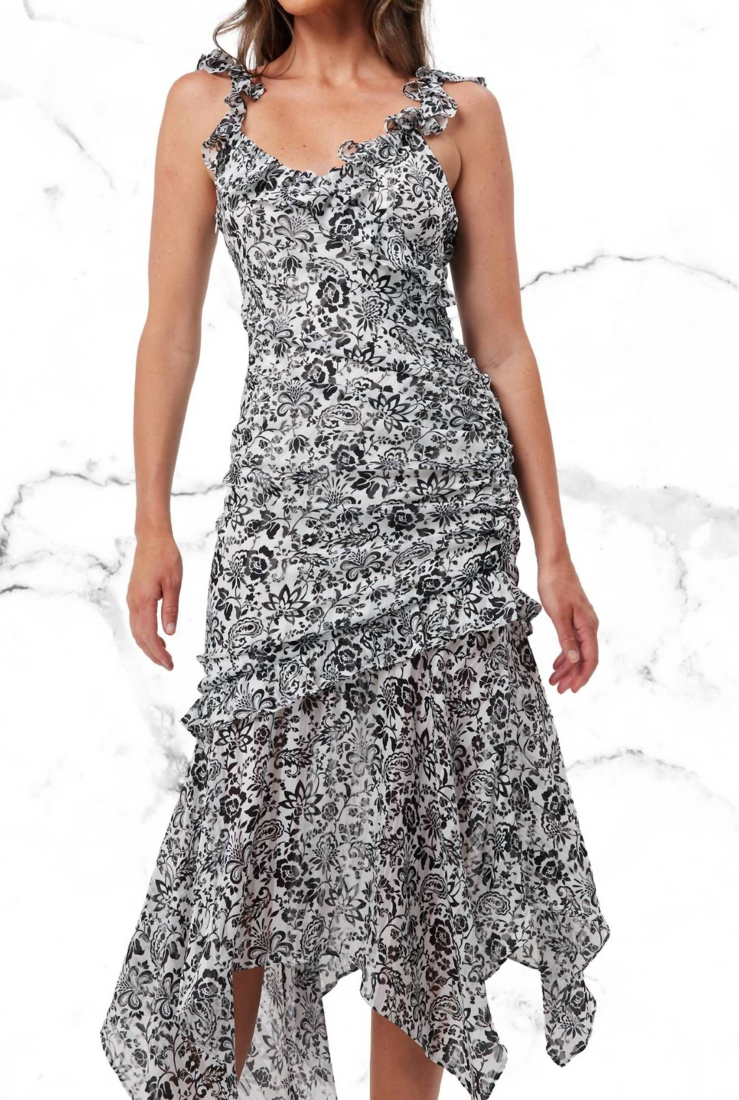 Louve Dress In Black/white | Shop Simon