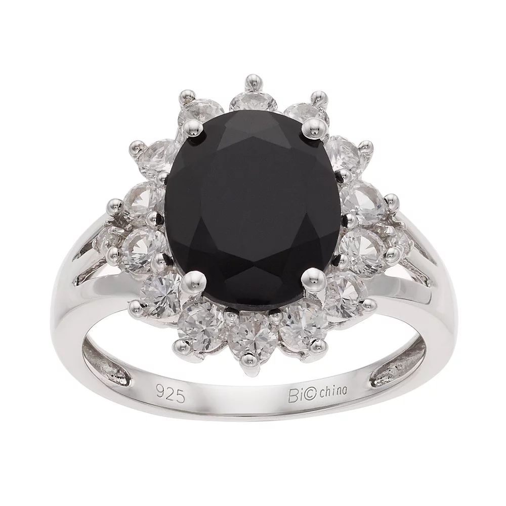Sterling Silver Onyx & Lab-Created White Sapphire Split Shank Ring | Kohl's