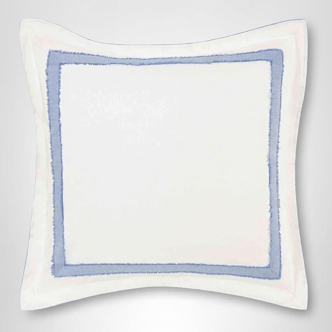 Laura Ashley - Euro Sham, Soft Faux Linen Ramie Cotton Decorative Pillow Cover with Border Detail... | Amazon (US)