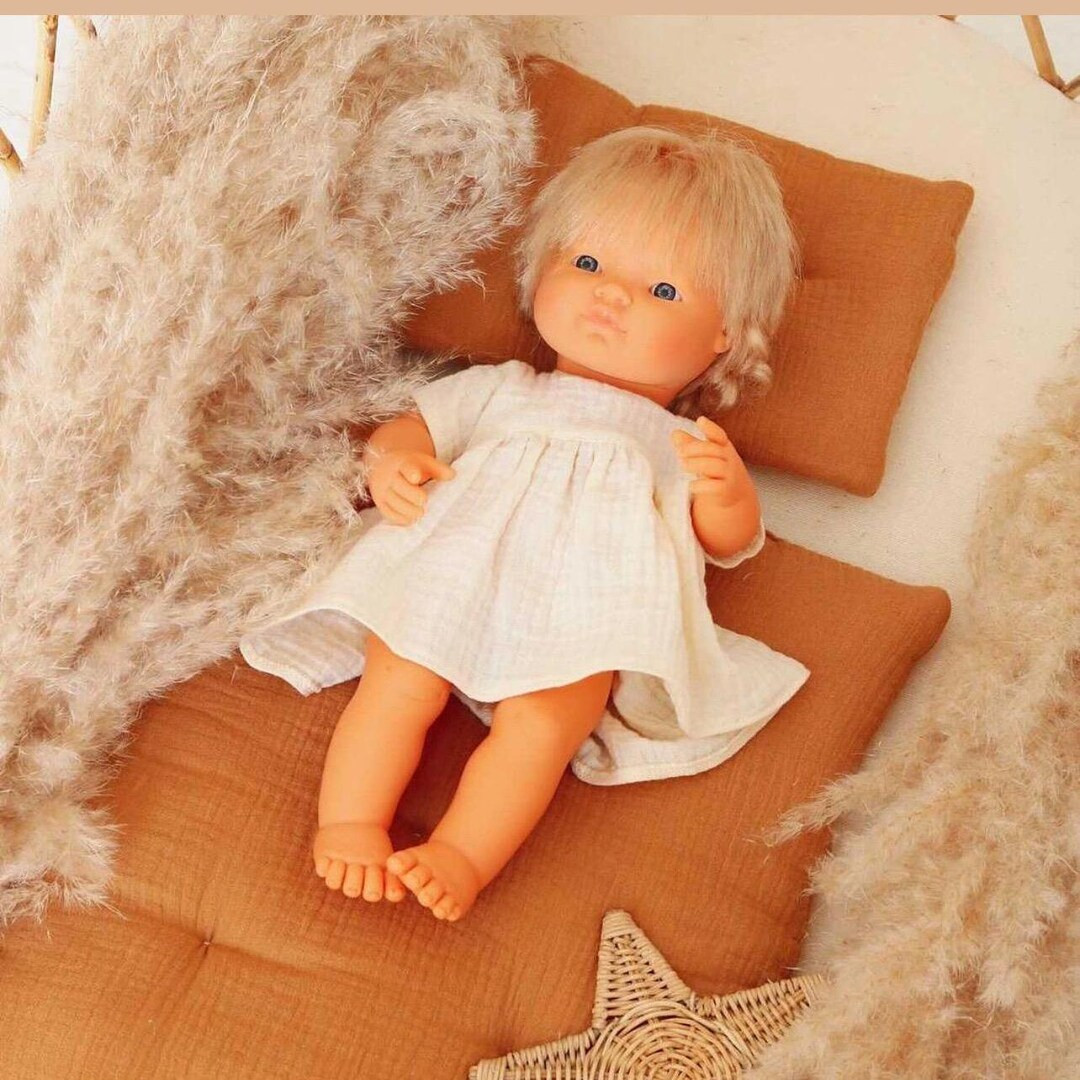 Miniland Doll Clothes, Ecru Muslin Doll Dress, 15 Inch Doll Dress, 38 Cm Doll Dress, Muslin Doll ... | Etsy (US)