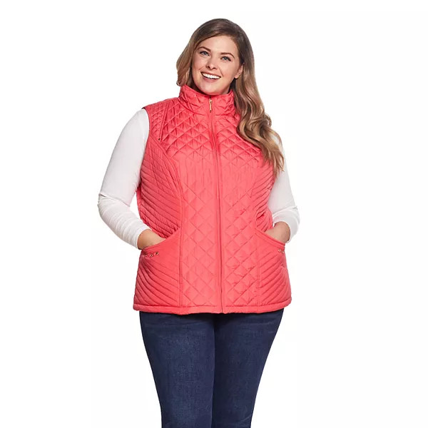 Plus Size Croft & Barrow® Woven Quilted Vest | Kohl's