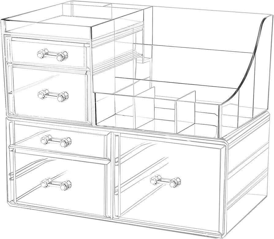 PENGKE Clear Makeup Organizer With Drawers,Stackable Cosmetic Storage Display Case for Vanity, Ba... | Amazon (US)