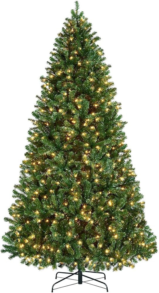 Amazon.com: Yaheetech 9ft Pre-lit Spruce Artificial Hinged Christmas Pine Tree Prelighted Holiday... | Amazon (US)