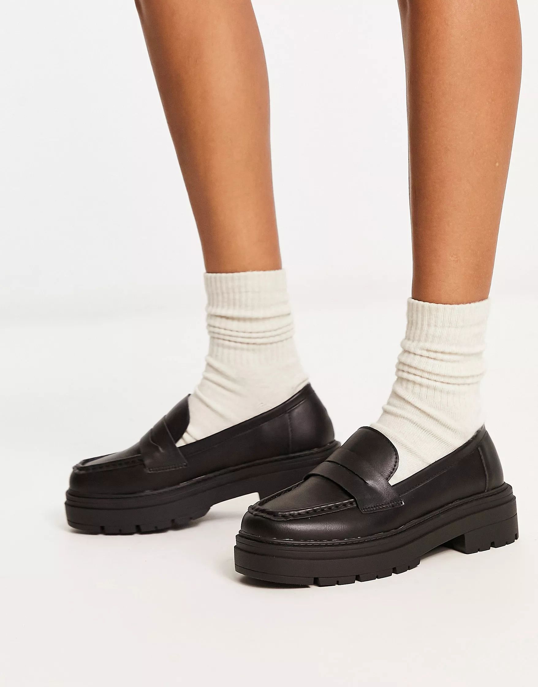 Truffle Collection chunky loafers in black | ASOS (Global)