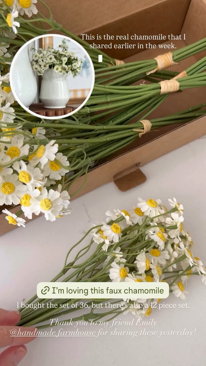 This is the real chamomile that I shared earlier in the week. I bought the set of 36, but there’s also a 12 piece set. Thank you to my friend Emily @handmade.farmhouse for sharing these yesterday!