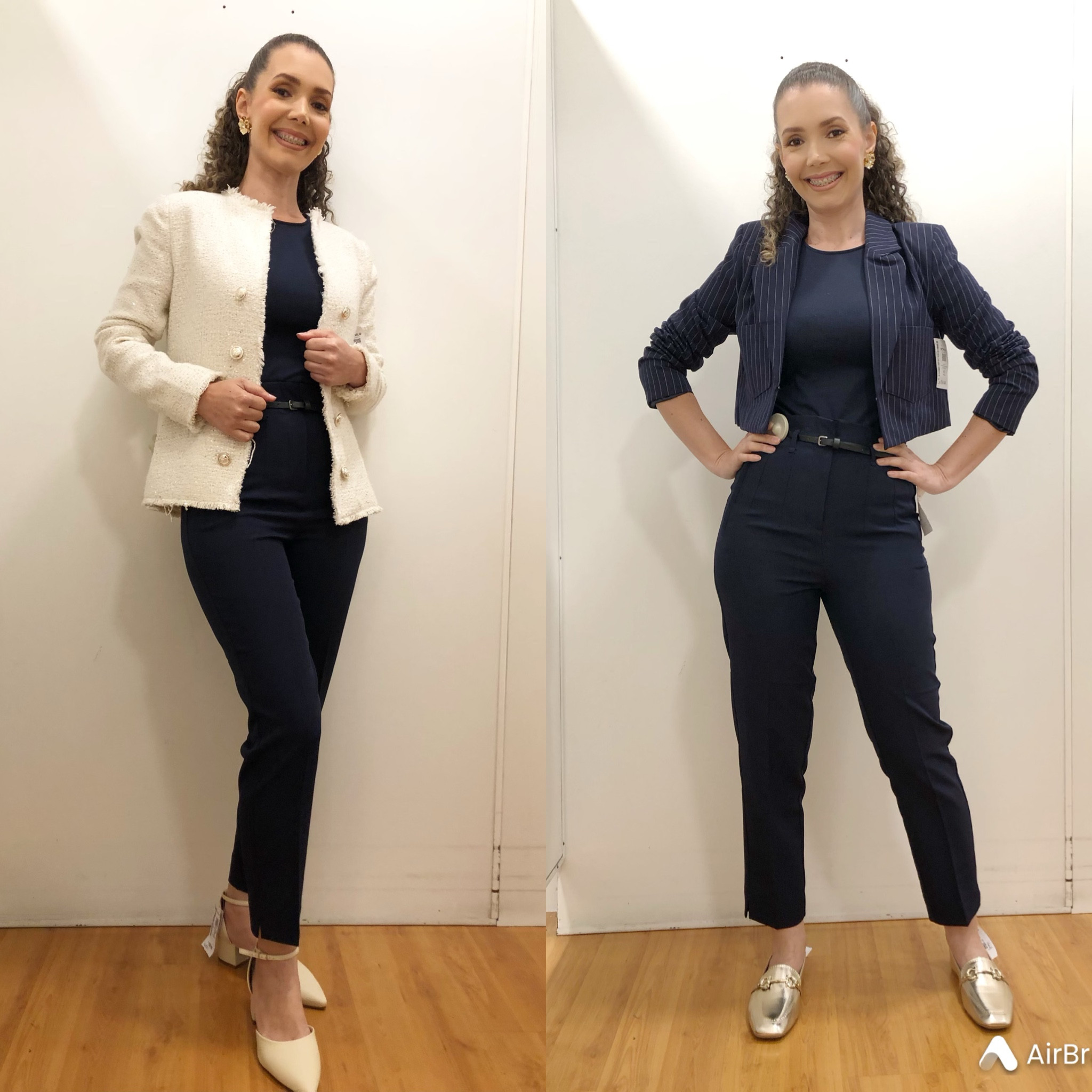 Look para trabalho bem estilo com e sem salto! 
Calça de alfaiataria e regata de malha azul marinho como base da produção. Primeiro composição adicionei um casaqueto de tweed bege e sapato da mesma cor. Na segunda proposta, usei blazer risca de giz azul marinho para tornar o look monocromático, mas com destaque para o mocassim metalizado dourado. 
Todas as peças da loja @Riachuelo 

#LTKbrasil #LTKworkwear #LTKstyletip