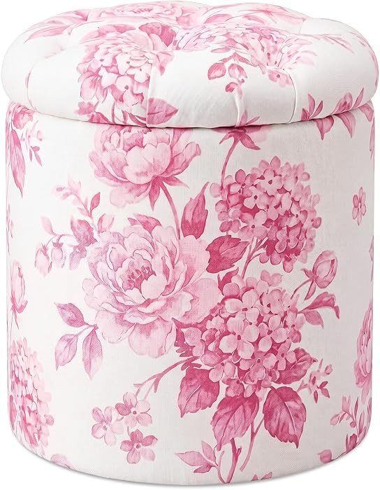 Novabright 1 Pcs 16" Tufted Round Storage Ottoman, Fabric Footrest Stool with Hidden Storage, Pad... | Amazon (US)