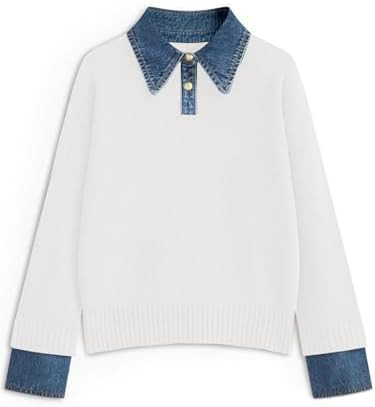 Womens Oversized Sweater Cozy Chunky Long Sleeve Mock Turtleneck V Neck Button Down Denim Polo Pu... | Amazon (US)