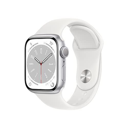 Apple Watch Series 8 [GPS, 41mm] - Silver Aluminum Case with White Sport Band - S/M (Renewed) | Amazon (US)