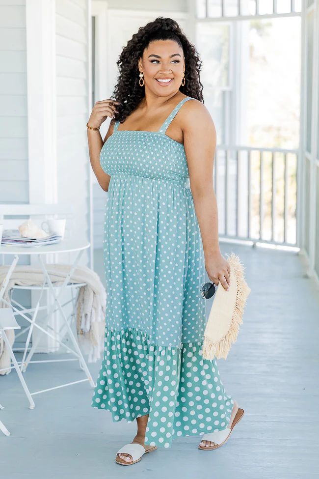 Sweetest Intentions Green Dot Print Maxi Dress | Pink Lily