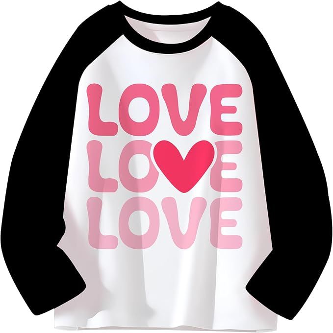 Valentine Outfit Shirts Baby Boys Girls Raglan Long Sleeve Tees Toddler Love Heart Graphic Tops 2... | Amazon (US)