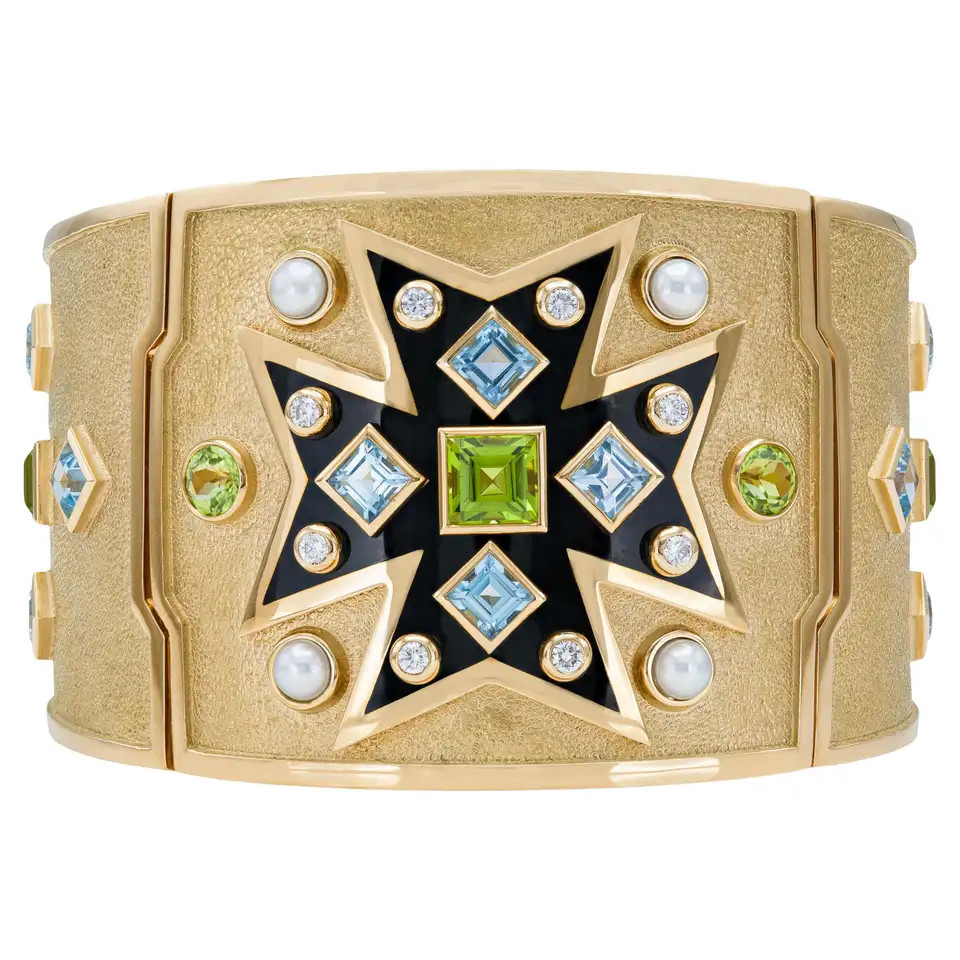 Verdura Gold Maltese Cross Bracelet | 1stDibs