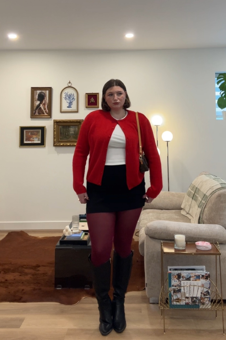 midsize outfit inspo, midsize going out outfit, red tights, red pantyhose, holiday outfit 

#LTKmidsize #LTKcurves