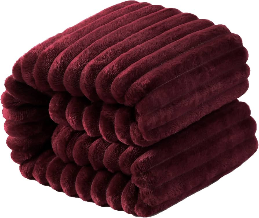 NTBAY Flannel Fuzzy Toddler Blanket, Fluffy Warm and Lightweight Reversible Stripes Design Baby P... | Amazon (US)