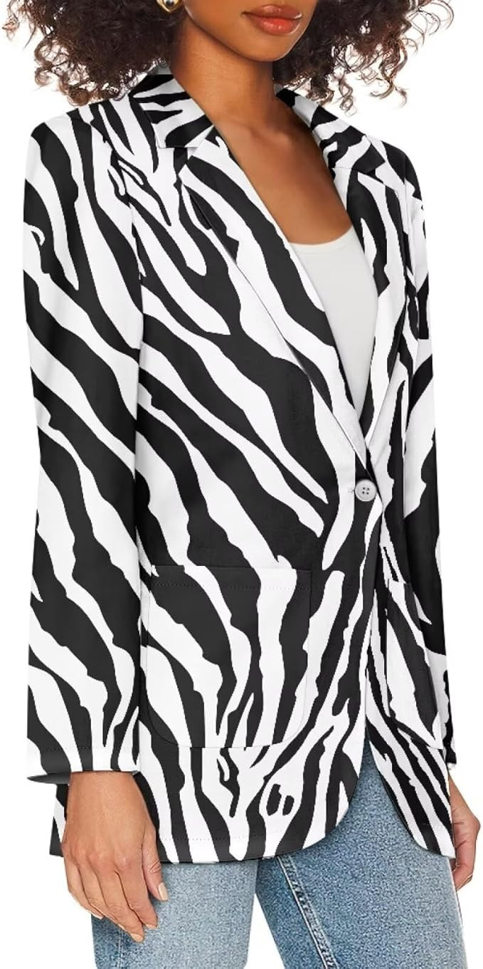 TODIYADDU Blazer for Women One Button Notched Lapel Suit Jacket with Pockets Casual Business Jack... | Amazon (US)