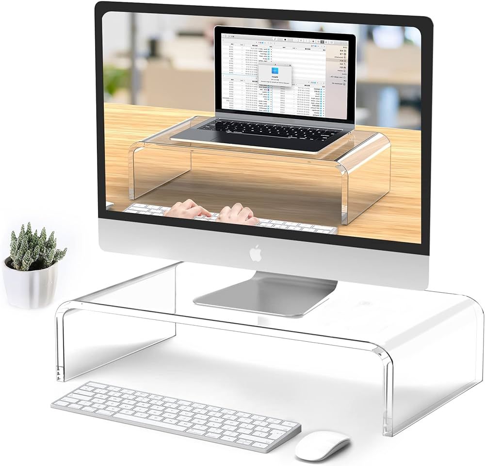 Beimu Acrylic Monitor Stand Riser Clear Laptop Stand for Desk Acrylic Monitor Riser for Desk Acce... | Amazon (US)